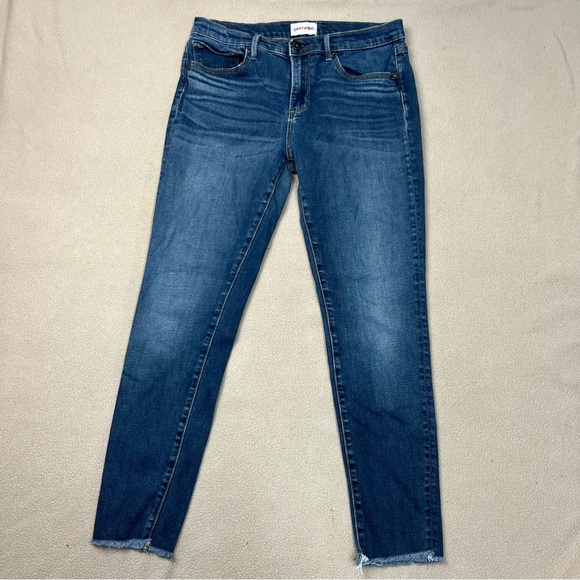 DRIFTWOOD Denim - Driftwood Jeans Sz 30 Womens Jackie Med Wash Blue Frayed Raw Hem Skinny Stretch